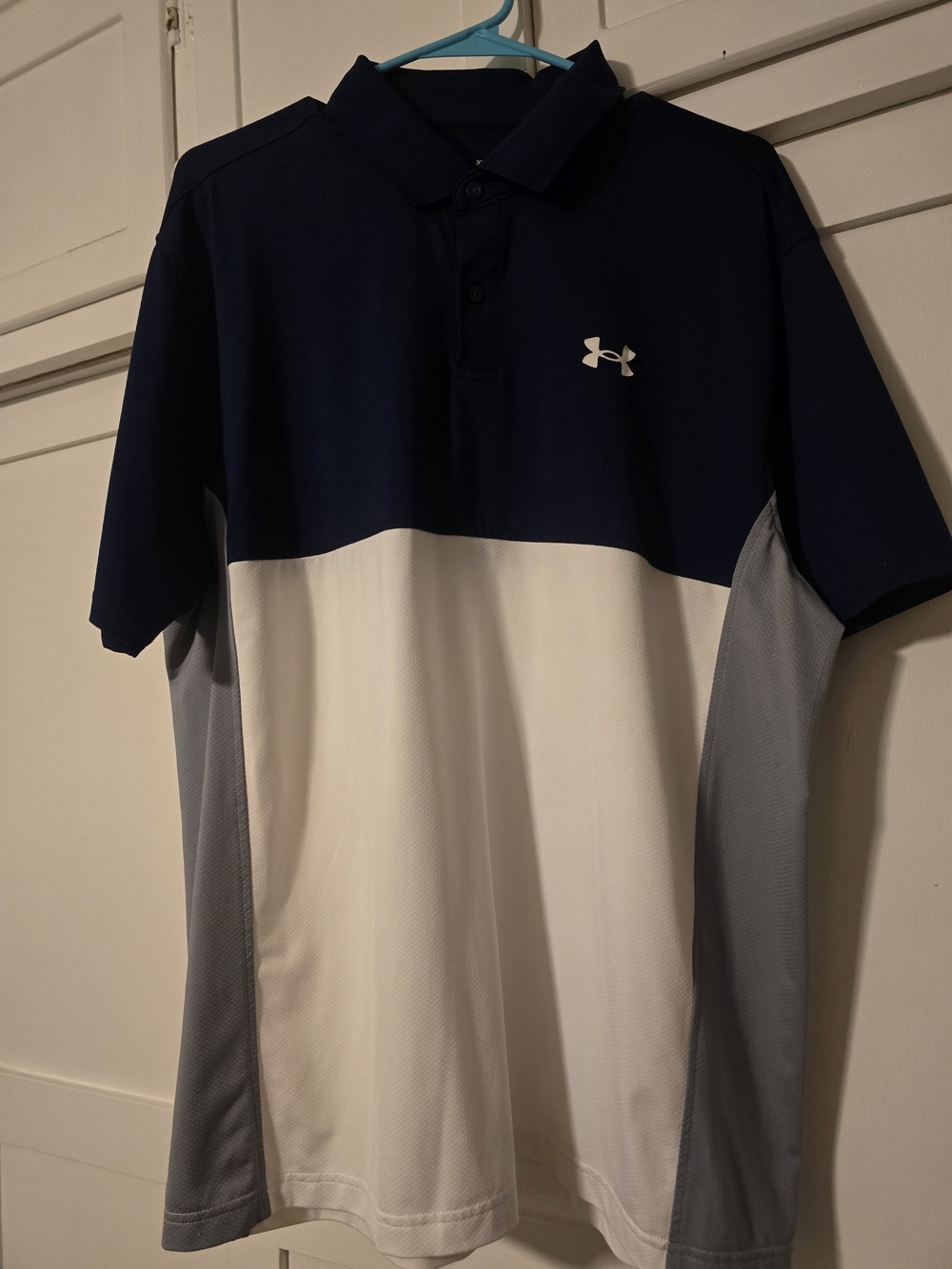 Under Armour Men’s Navy White Gray Colorblock Polo